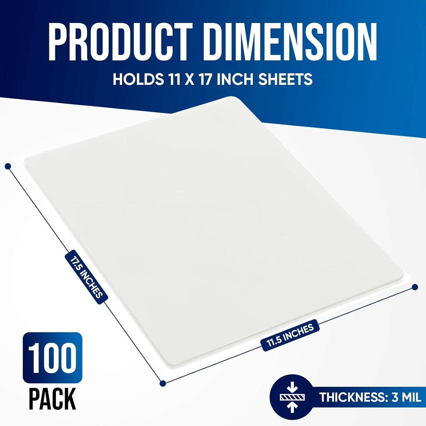 Laminating Sheets, 100 Pack Laminating Pouches Holds 11 x 17 Inch Sheets, 3 Mil Laminate Sheets 11.5 x 17.5 Inch for Laminator, Clear A3 Thermal Laminating Pouches with Round Corner