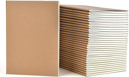 Bulk A5 Journal Notebook, Kraft Cover 60 Pages Lined Paper Journal for Traveler, Notes, Memo - Bulk Journals Sewn Brown Notebook for School Supplies, Office Supplie (line 60pages, 30pack)