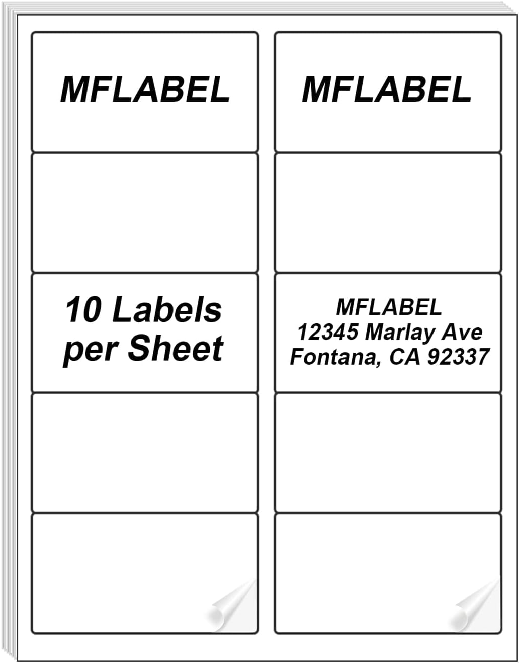MFLABEL 2x4 Shipping Address Labels, 10-UP, 30000 Count, 3000 Sheets for Printer, Internet Mailing, FBA Stickers, 2" x 4" for Laser/Inkjet Printer