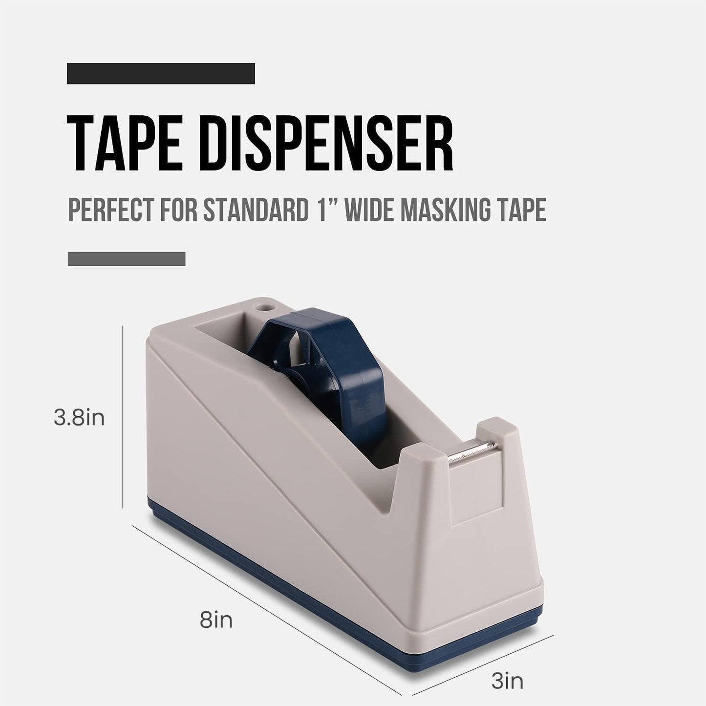 Lichamp Desktop Tape Dispenser Holder with Large 3 inch Core for Masking/Heat Transfer Sublimation/Painters and Freezer/Kitchen Tape,0128GY