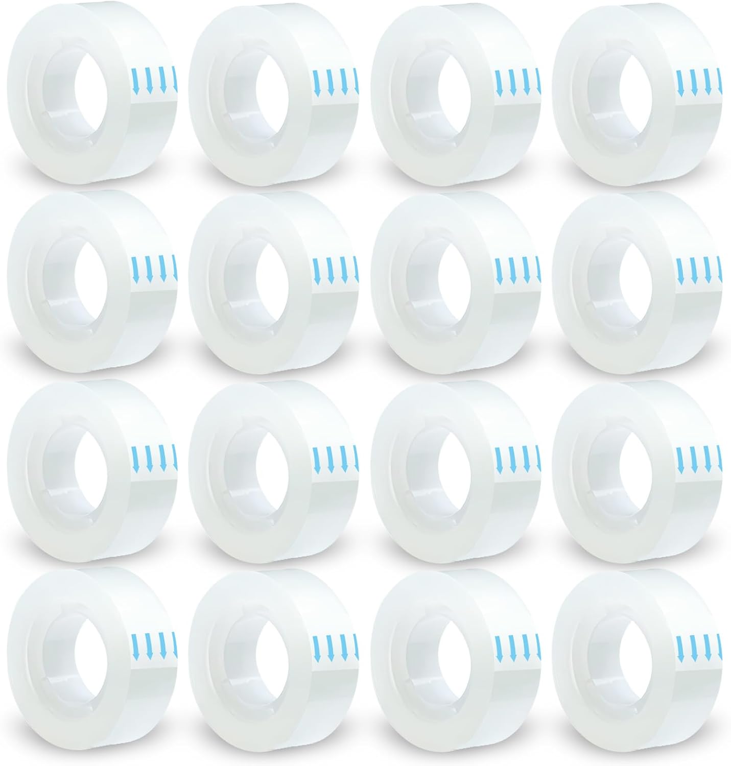 Transparent Tape Refill - Tear by Hand, 3/4" x 1000 inches, 16 Clear Tape Rolls for Dispenser, Back to School Supplies