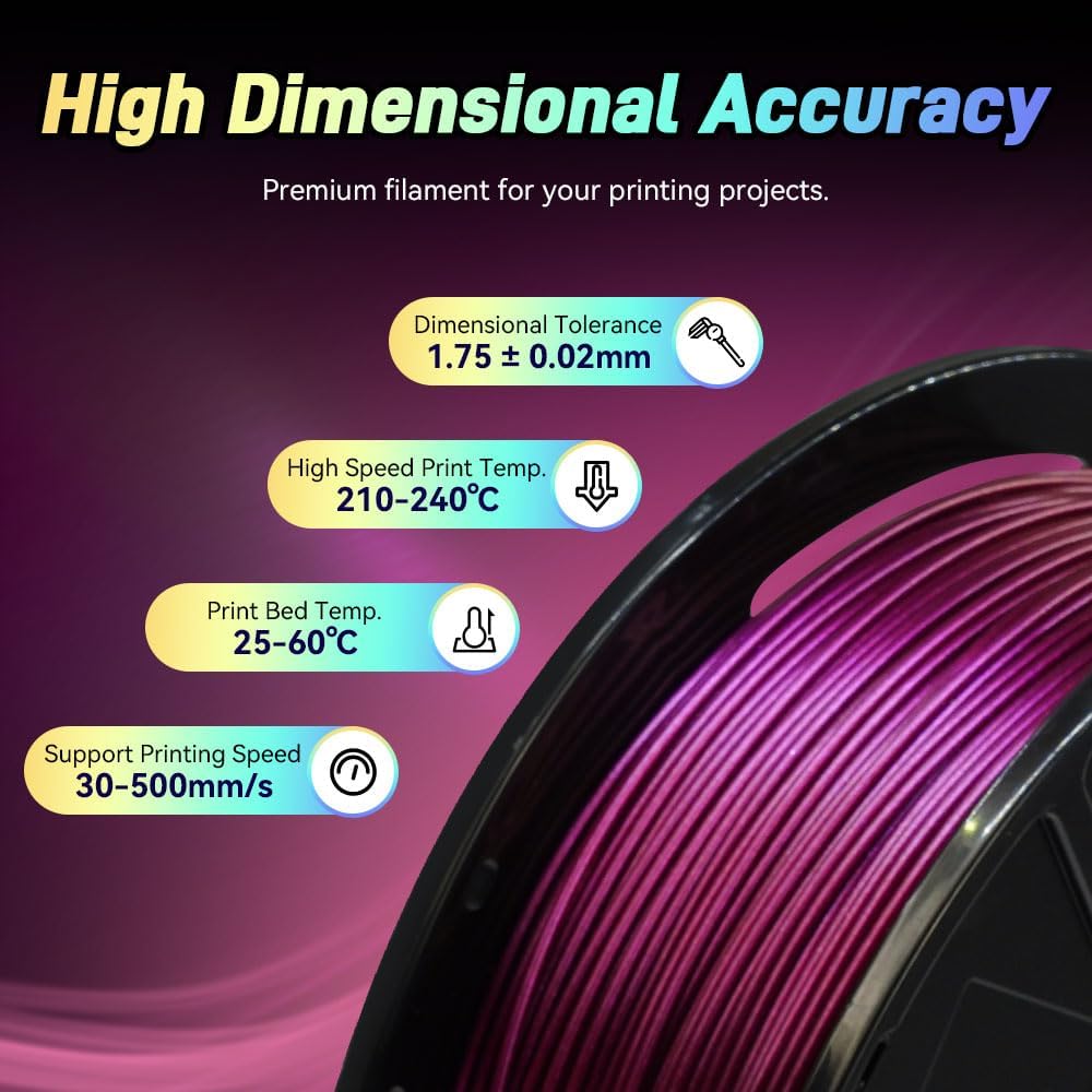 FLASHFORGE Chameleon Rapid PLA Filament 1.75mm Abyssal Rede, PLA Color Shift High Flow Speedy 3D Printer Filament, Max 500mm/s Fast Printing, Display Shimmering Effects from Various Angles and Light