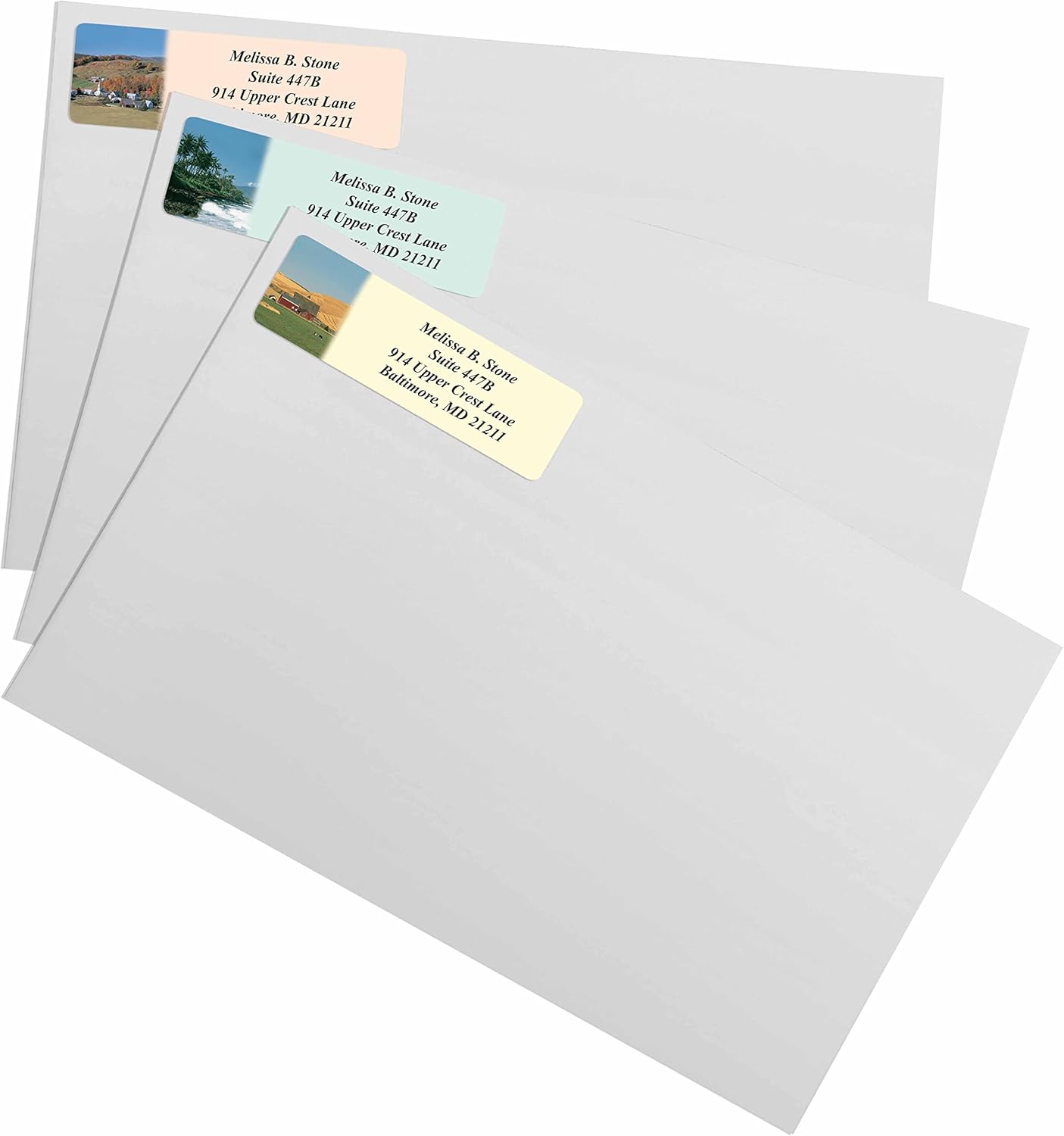 Scenic America Assorted Designer Rolled Address Labels with Elegant Plastic Dispenser
