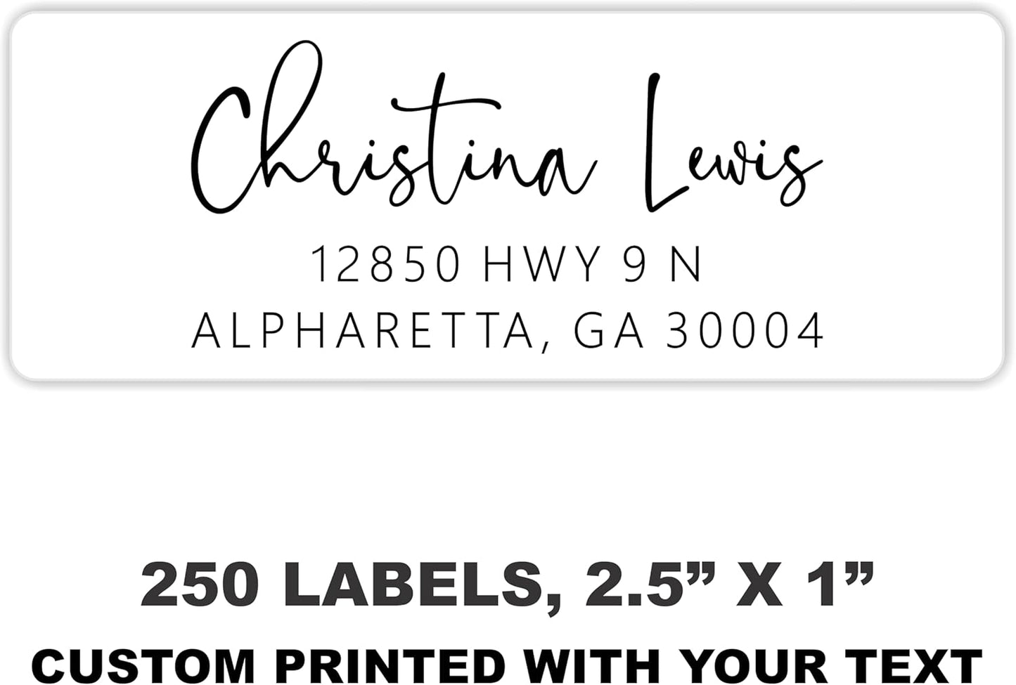 White Address Labels - Personalized Name Stickers, Custom Printed Return Mailing and Shipping Labels for Envelopes, Packages, Business, Home Use (Signature)