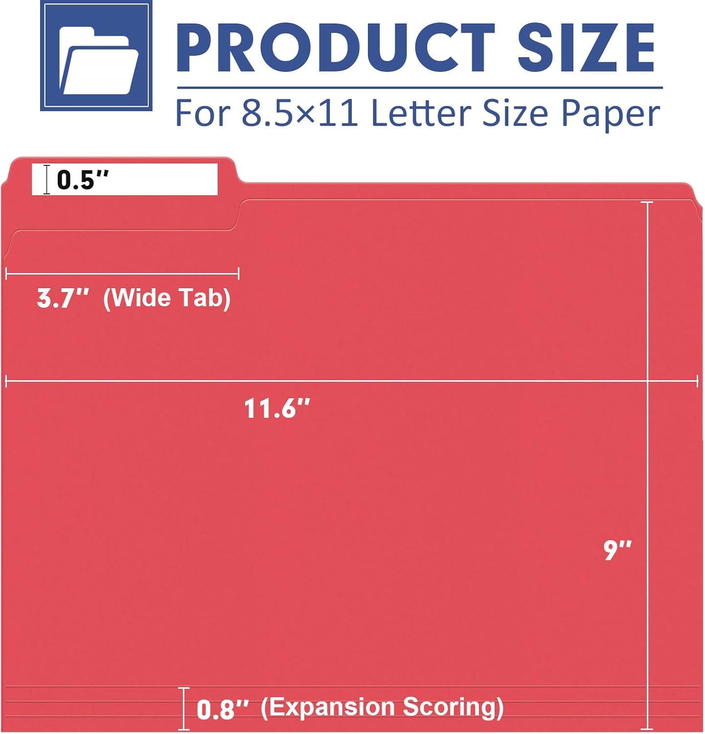 File Folder, PANDRI 120 Pack File Folder, 1/3 Cut Tab, Letter Size, Filing Folder for Office School Business, Red