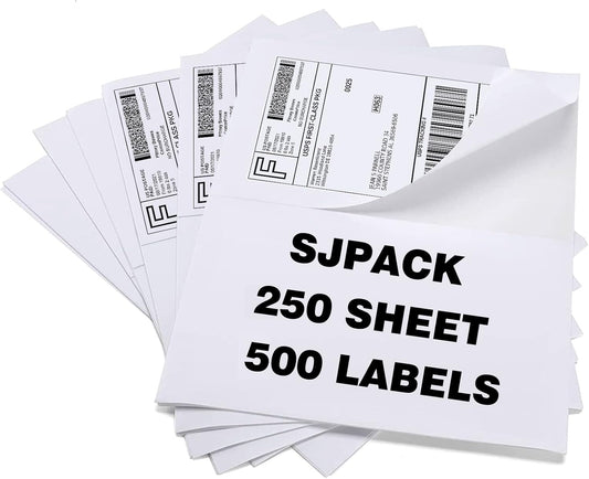 Half Page Self Adhesive Shipping Labels, 8.5" x 5.5" Shipping Labels Compatible Laser & Inkjet Printer 2 Label Per Sheet (250 sheets-500 Label)