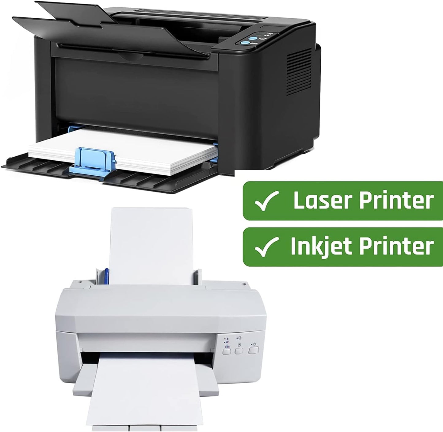 Printable White Sticker Labels, 100 Sheets 8.5" x 11" Full Sheet Label Stickers Paper for Laser & Inkjet Printer - Matte, 100 Labels