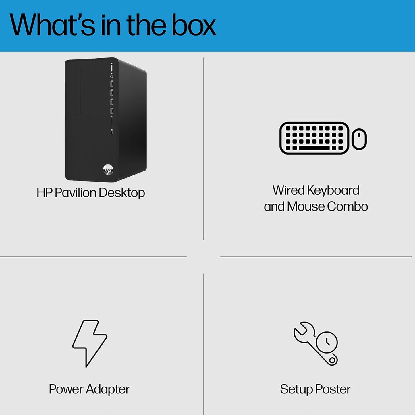 HP Pavilion Tower Desktop Computer, Intel 8-Core i7-10700F up to 4.8GHz, 32GB DDR4 RAM, 1TB PCIe SSD, GeForce GT 610 2GB, WiFi 6, Bluetooth, RJ-45, Type-C, KB & Mouse, Black, Windows 11 Pro, Tichang
