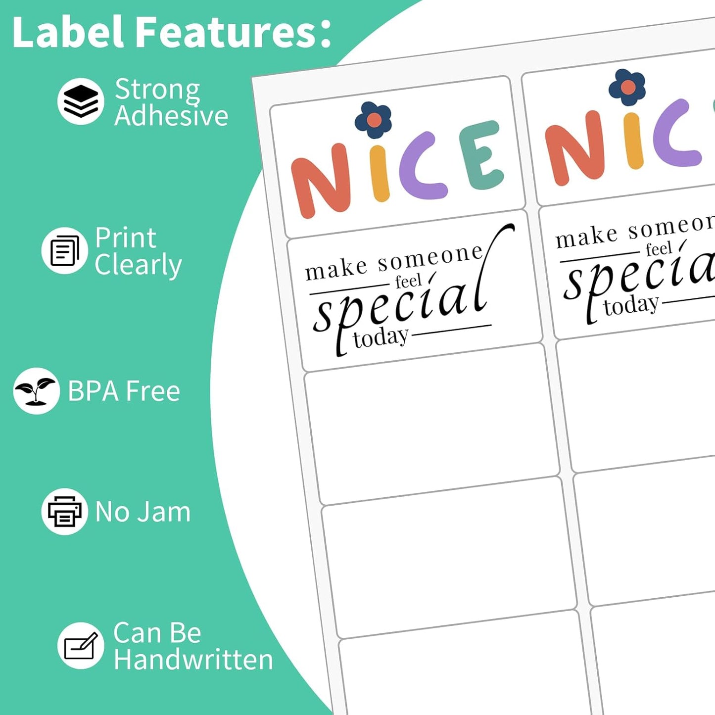 50 Sheets 10 Up Labels, 2" x 4" Sticker Printer Paper for Laser/Inkjet Printer, Mailing Blank Labels, Self Adhesive Customized Stickers