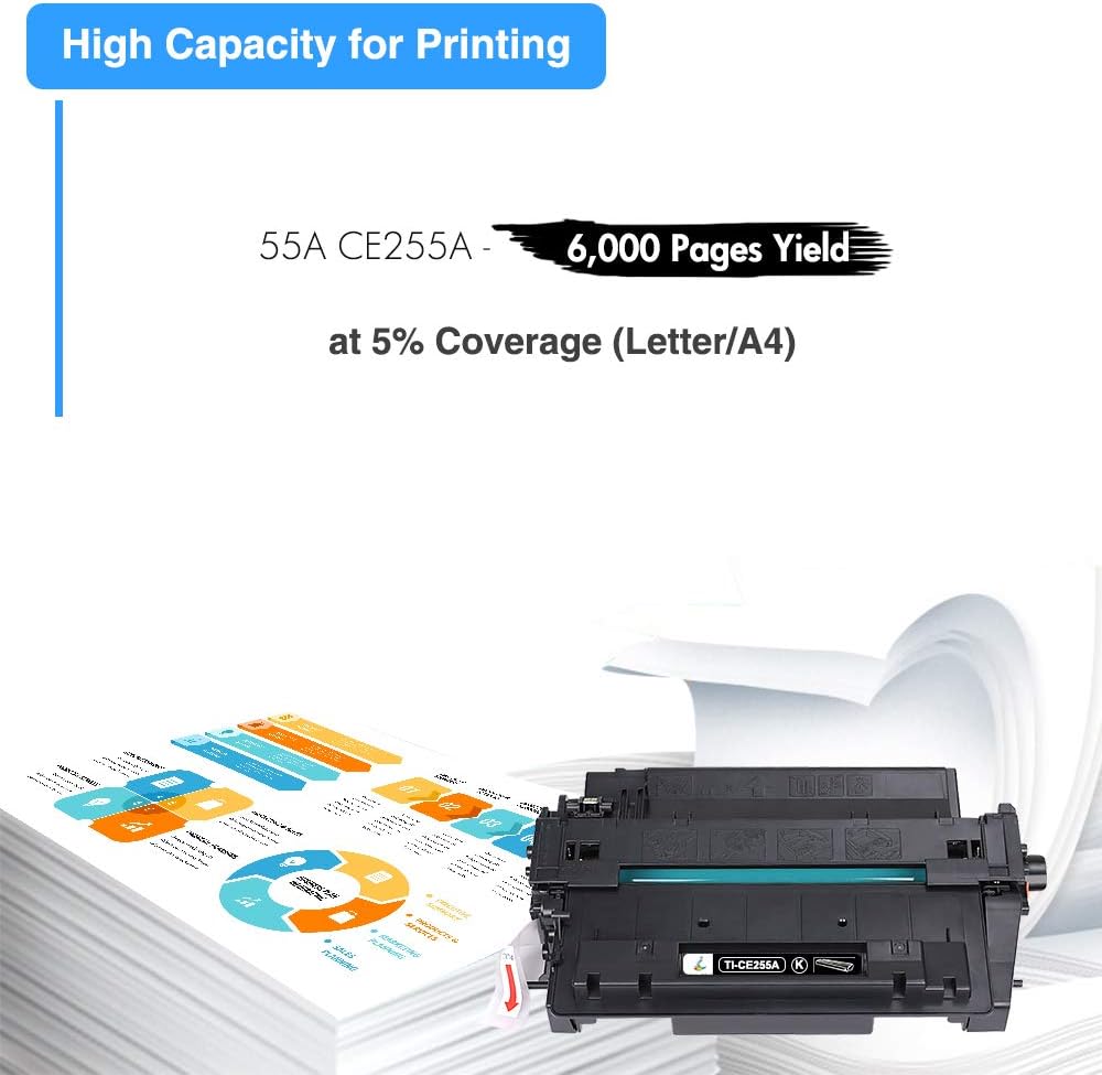 P3015 55A Black Toner Cartridge CE255A 2-Pack Compatible Replacement for HP 55A 55X CE255A CE255X for HP Laserjet P3015 P3015dn P3015x Pro 500 MFP M521dn M521dw M521 M525 Printer Ink