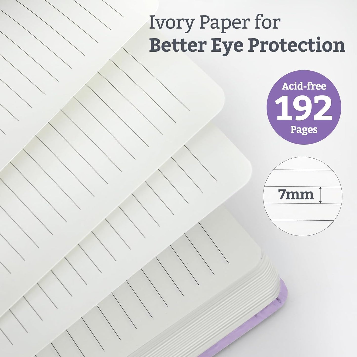 Hardcover Lined Bullet Dotted Journal Notebook, A5 140 192 Pages 100 120Gsm Paper College ruled for School,Work,Travel,and Daily Planning，5.7''*8.3'' (12, Lavender, A5 Lined)