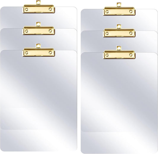 PERFORMORE 6 Pack of Plastic Clipboards, 12” x 9” Clear Acrylic Clipboards with Gold Clip, Durable Stylish Clipboard with Low Profile Clip, Perfect for Home School Classroom Office Events Seminars