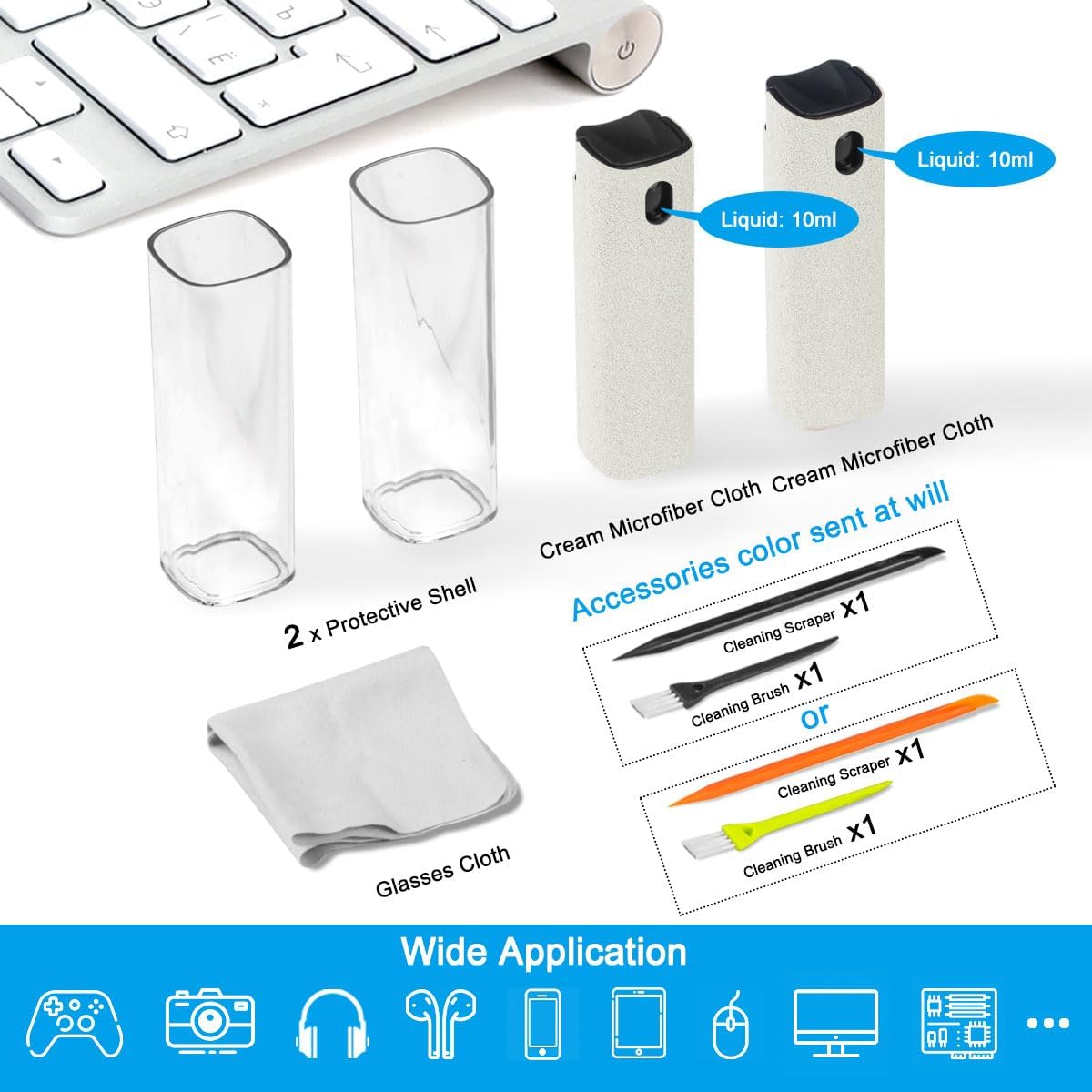 walrfid 2Pcs Car Screen Cleaner, Laptop Screen Cleaner Spray and Wipe, Electronic Computer Cleaning Kit for iPad, iPhone, Cellphone, Monitor, MacBook Pro, Car Display, Tablet, TV Flat Screens, Cream