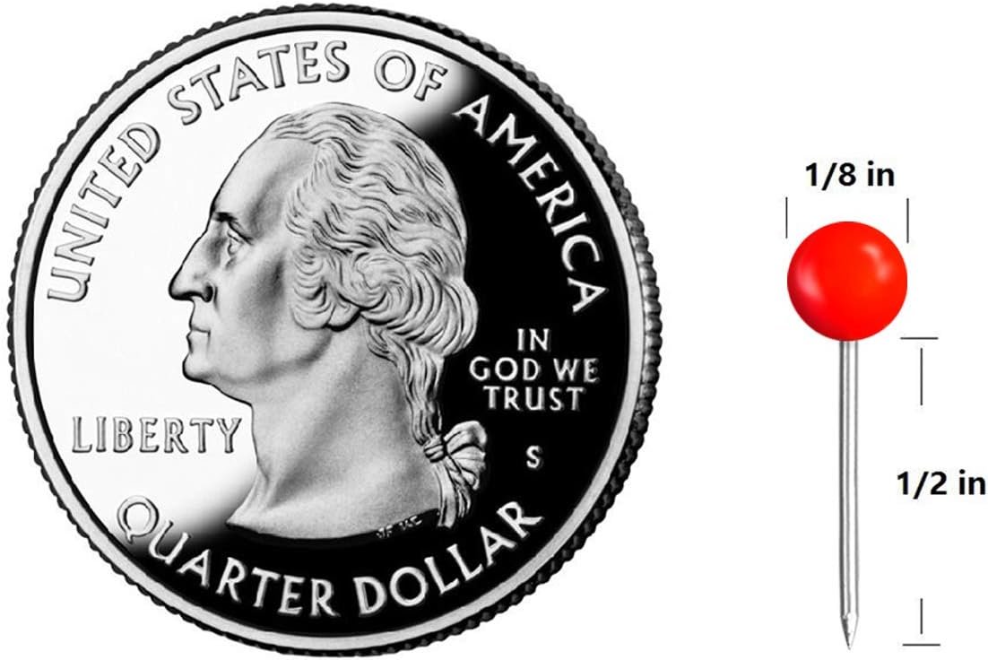 Yalis Push Pins Map Tacks 1/8-Inch Assorted Color Beads Head Map Marking Push Pins,500-count (Red)