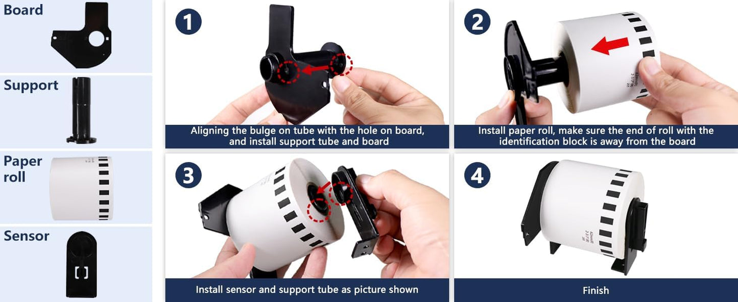 BETCKEY - Compatible Shipping Labels Replacement for Brother DK-1241 (4" x 6"), Use with Brother QL Label Printers [10 Rolls + 2 Reusable Cartridges]