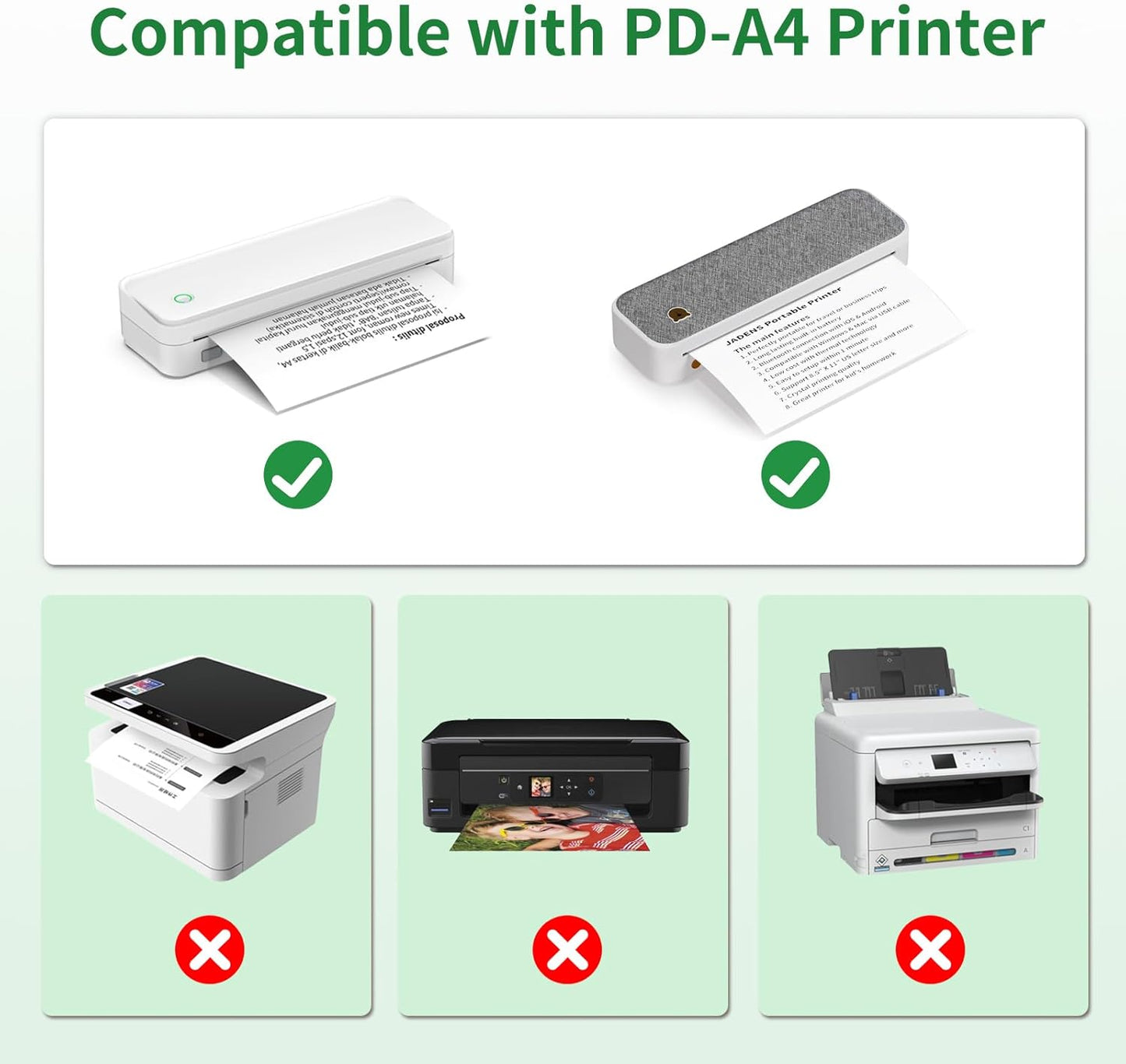 Thermal Printer Paper 8.5 x 11 Inch US Letter Size, Quick-Dry Fan-Folded Thermal Paper, Advanced Thermal Printing, Compatible with Gloryang&JADENS PD-A4 Portable Printer, 200 Sheets