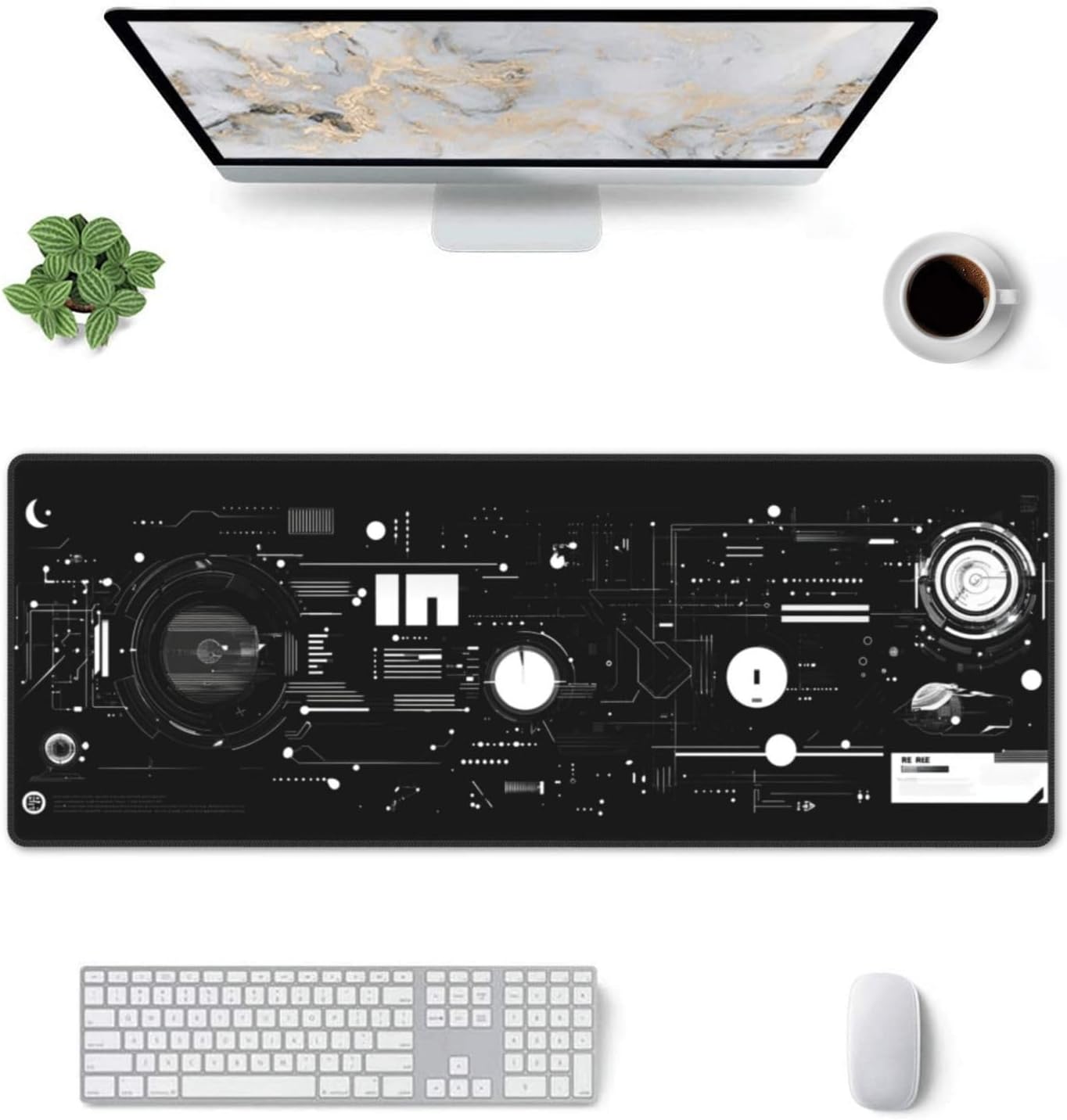 Mechanical Mouse Pad 31.5 X 11.8 Inch Big Desk Rubber Base Stitched Edges Keyboard Pad XXL Mouse Mat for Home Game and Office