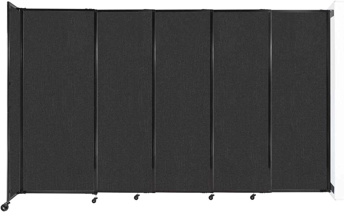 Wall-Mounted Sliding StraightWall Room Divider | Adjustable Widths | Locking Wheels | Room Separator | Up to 11'3" Wide x 6'10" Tall Black Fabric Panels