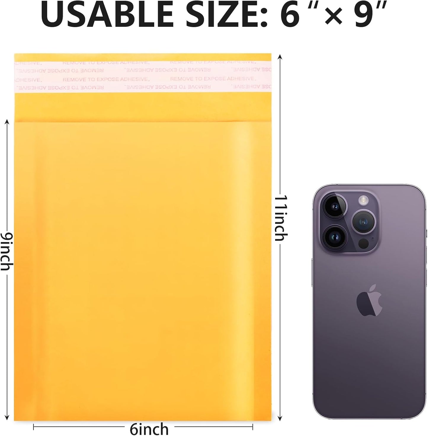 Kraft Bubble Mailers 6x10 Inch 100Pack Yellow Self-Seal Padded Envelopes Bubble Opaque Padded Mailers Shipping Bags for Small Businesses to Package and Mail Jewelry Cosmetics, Electronic Products