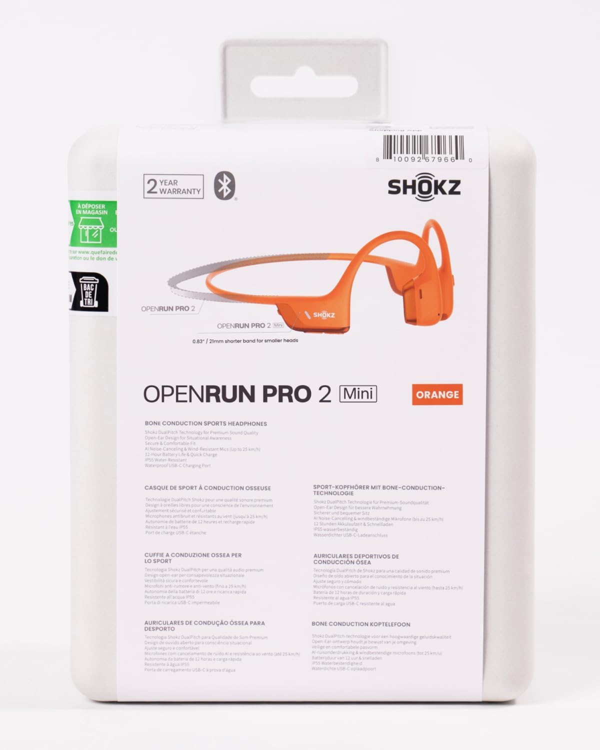 SHOKZ New OpenRun Pro 2 - Open-Ear, Bone Conduction Sport Headphones - with Reflective Strip - Sweat Resistant, Workout Headphones - Secure, Wireless, Comfortable Fit-Deep Bass and Smart Mic App