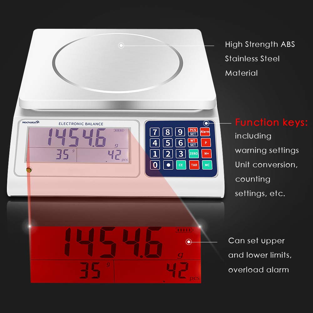 Counting Gram Industrial Scale Parts and Coin Weighing Scale 0.1g Precision Digital Electronic Scale 33lb x 0.00022lb 15kg x 0.1g with RS232 Port