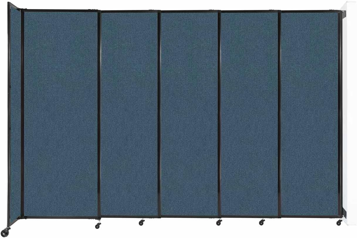 Wall-Mounted Sliding StraightWall Room Divider | Adjustable Widths | Locking Wheels | Room Separator | Up to 11'3" Wide x 7'6" Tall Caribbean Fabric Panels