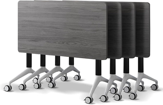 Conference Room Table with Flip-Top Design for Dynamic Meetings, Business Table Computer Desk with Heavy-Duty Frame,Foldable Seminar Meeting Tables for Home Office (4, B, 70.8IN)
