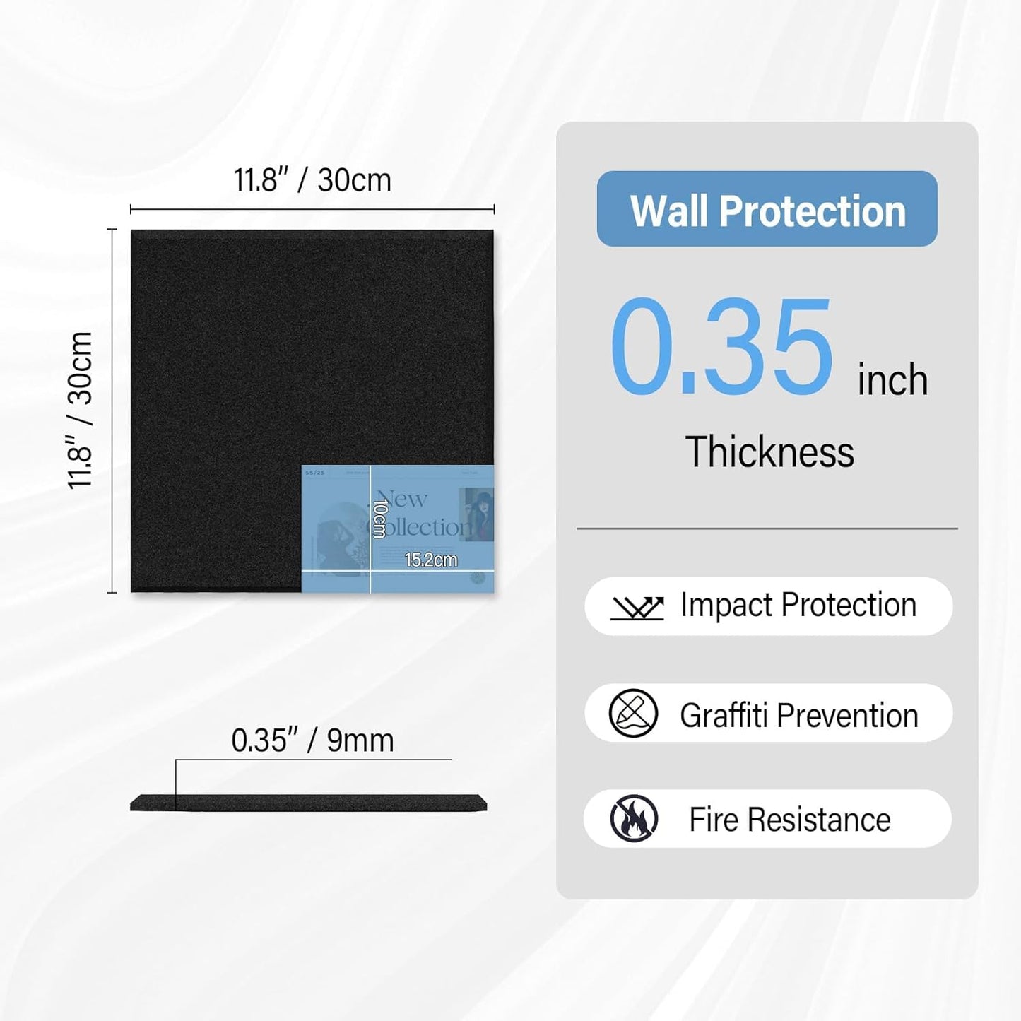 Large Cork Boards for Walls – 48 x 36 Self Adhesive Felt Wall Tiles, Ideal for Office Black Bulletin Board, Easy to Install Pin Board Photo Board