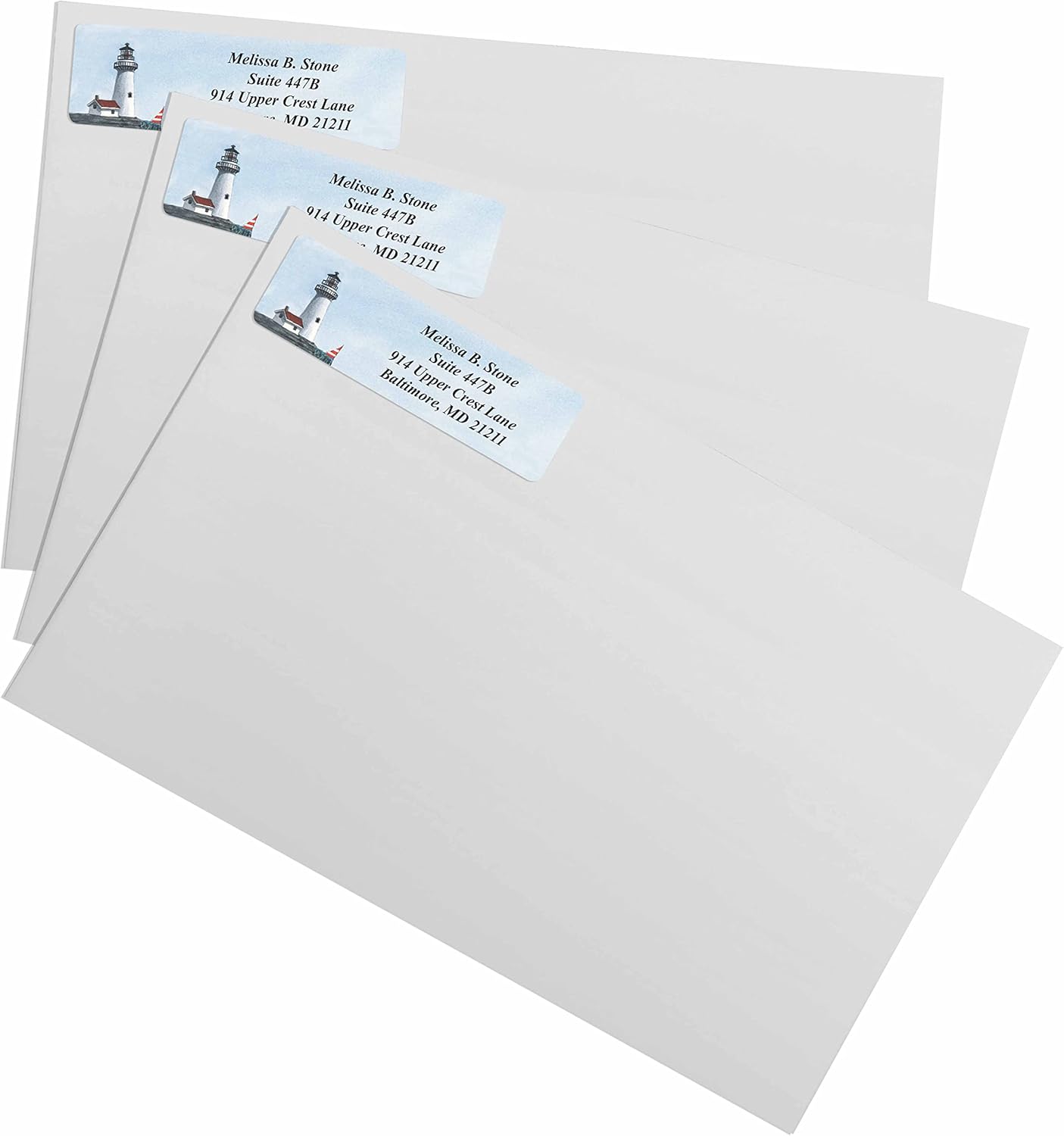 Lighthouse Designer Rolled Name & Address Labels with Elegant Plastic Dispenser