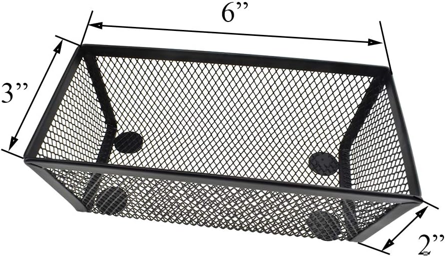 HAHIYO Stackable Mesh Tray Cup 6 x 3 x 2 inches Sturdy Container for Desk Drawer Organizer Collection for Home Office School kitchen Soft Foam Feet No Sharp Edges 2 Pack Black