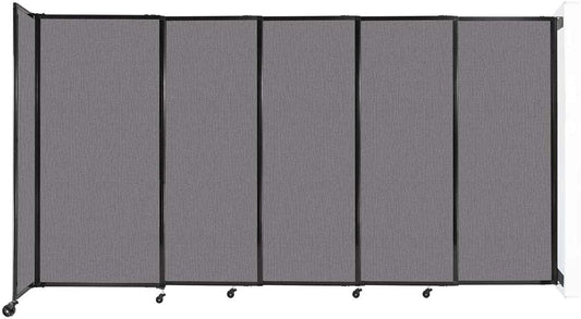 Wall-Mounted Sliding StraightWall Room Divider | Adjustable Widths | Locking Wheels | Room Separator | Up to 11'3" Wide x 6' Tall Slate Fabric Panels