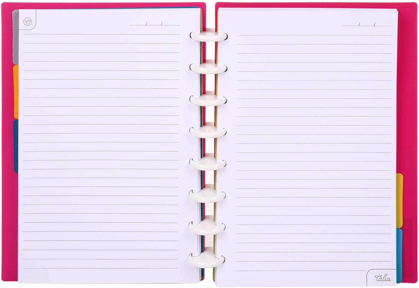 Talia Discbound Notebooks, Planner, Customizable, (90's Pink, Junior (5.5in x 8.5in))