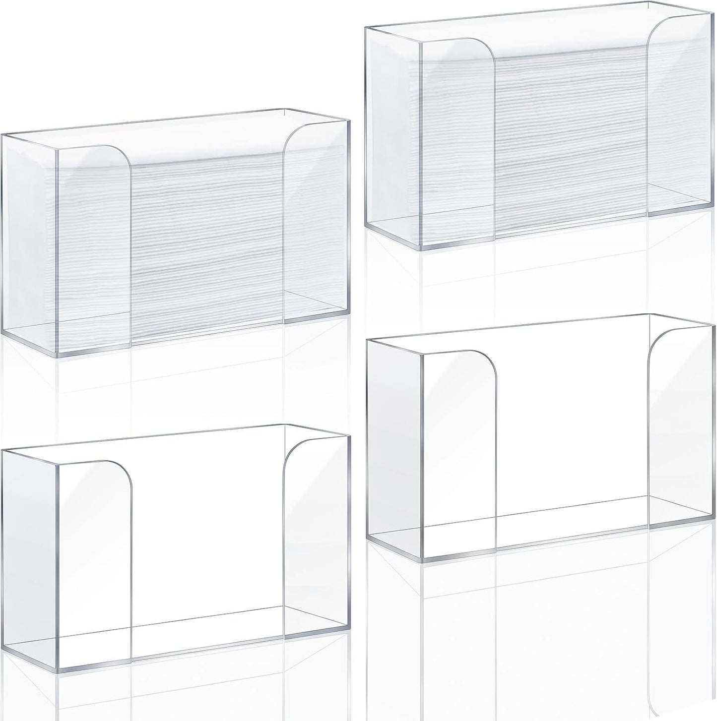 Deekin 4 Pcs Acrylic Paper Towel Dispenser Countertop Paper Towel Holder, Clear Trifold Guest Napkin Dispenser for Z-fold, C-fold or Multifold paper holder for Bathroom Toilet and Kitchen