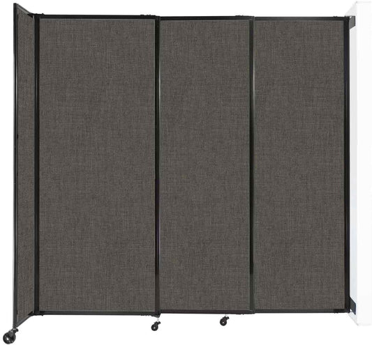 Wall-Mounted Sliding StraightWall Room Divider | Adjustable Widths | Locking Wheels | Room Separator | Up to 7'2" Wide x 6'10" Tall Mocha Fabric Panels