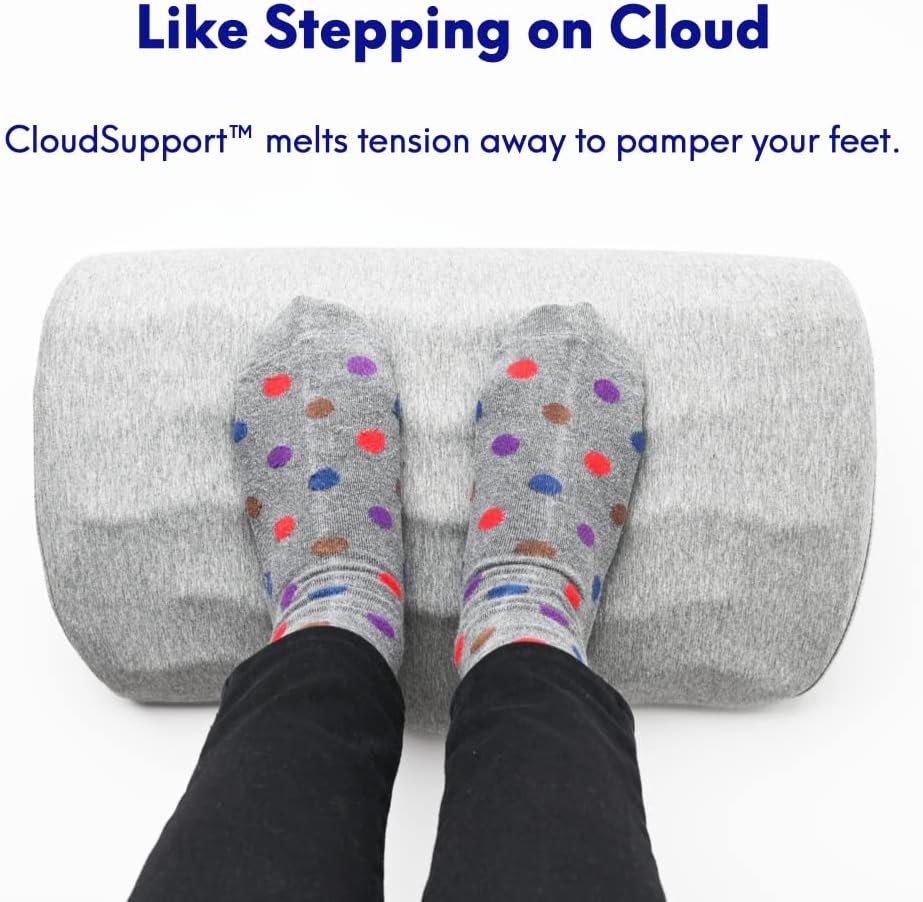 C CUSHION LAB Ergonomic Foot Rest for Under Desk - Patented Massage Ridge Design Memory Foam Foot Stool Pillow for Work, Home, Gaming, Computer, Office Chair - Footrest for Back and Hip Pain Relief