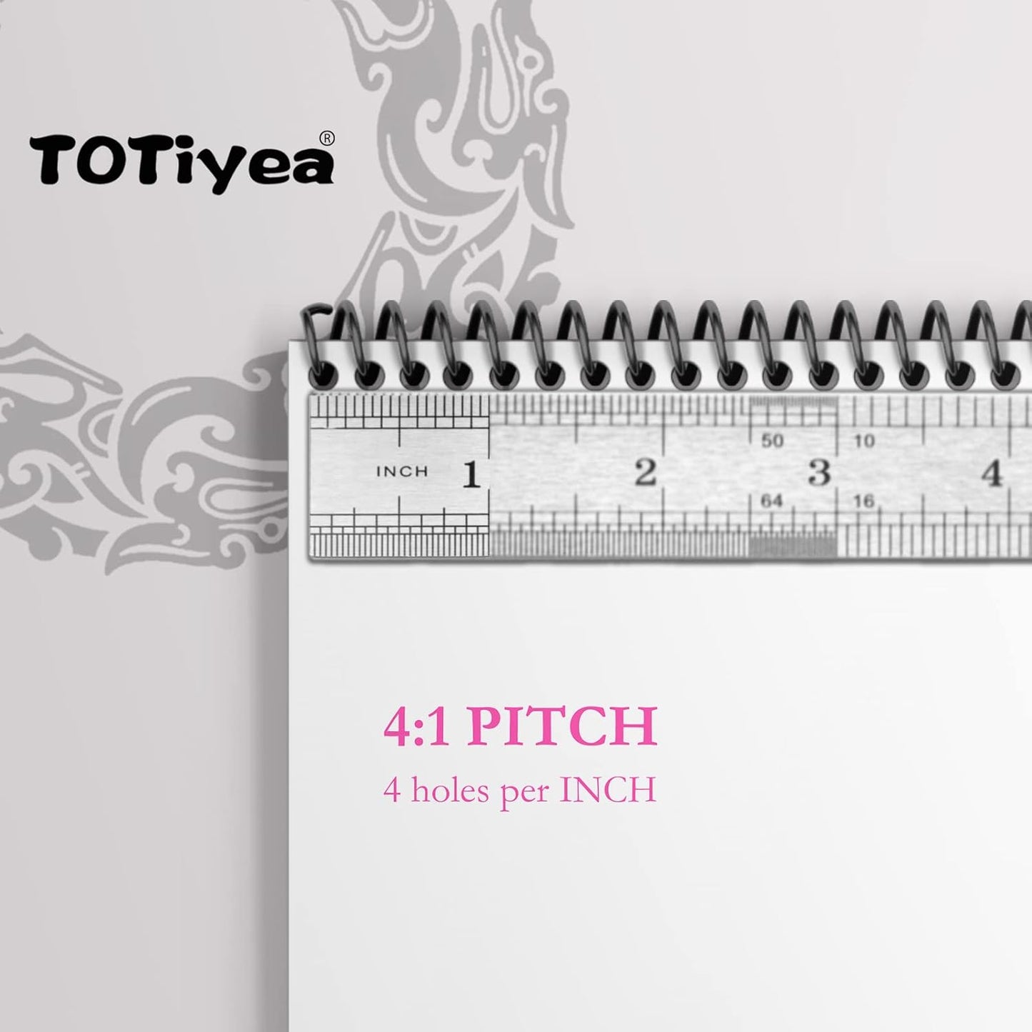 TOTiyea 50 Pack Plastic Binding Coils, 215 Sheet Capacity, 25mm (1") Binding Spirals, 4:1 Pitch, Black