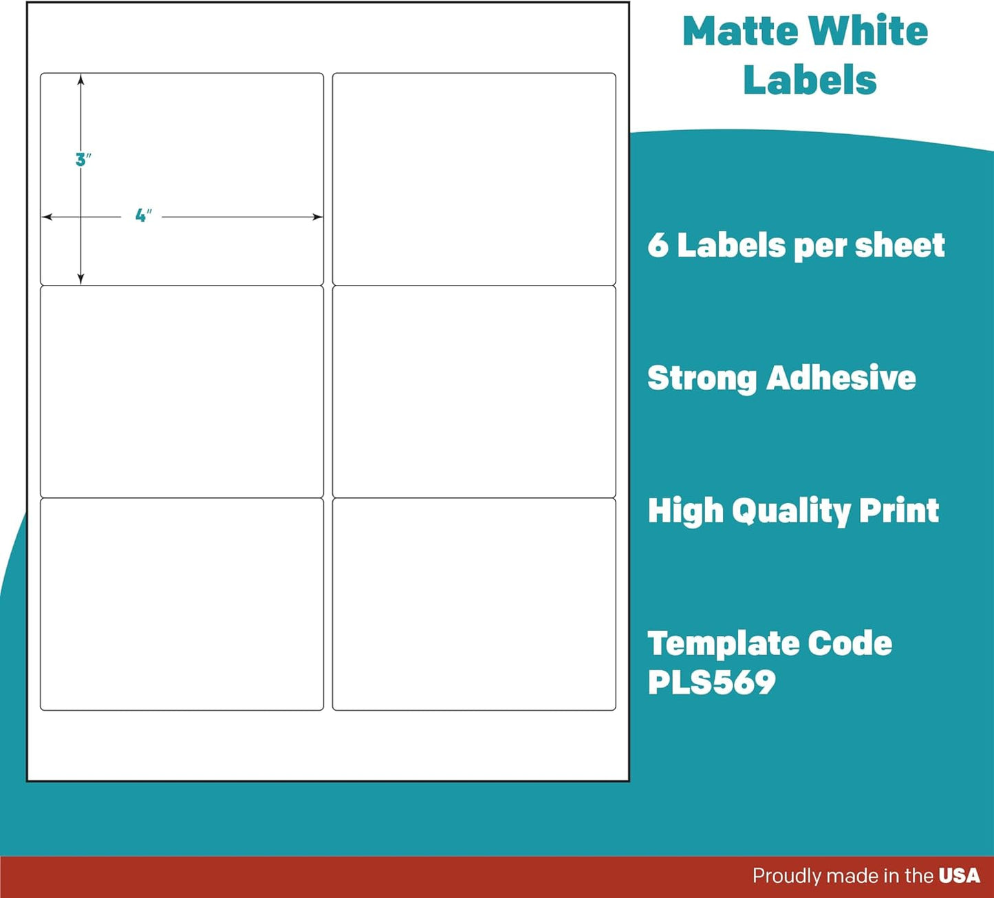 Premium Label Supply White Sticker Labels – 4" x 3" – Laser/Inkjet Compatible – (6 per Sheet), 2000 Sheets – 12,000 Total Adhesive Labels