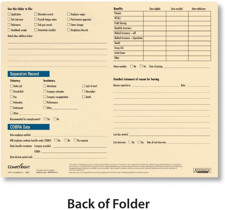 Confidential Personnel File | 9-1/2" x 11-3/4" | File Folders | 25 Pack