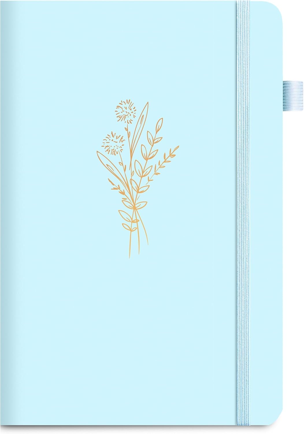 Lined Journal Notebook for Women Cute Leather Journaling Notebooks for Writing 192 Pages A5 Hardcover Aesthetic Floral Diary, 5.7 x 8.3 In, Blue