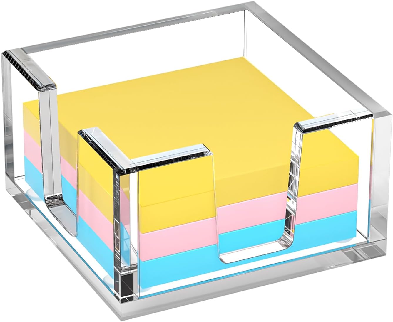 Acrylic Sticky Note Holder, Self-Stick Note Pad Holder W/O Pads - Note Dispenser Memo Pad Holder Desk Organizer for School Office Home (3''x3'' Clear)