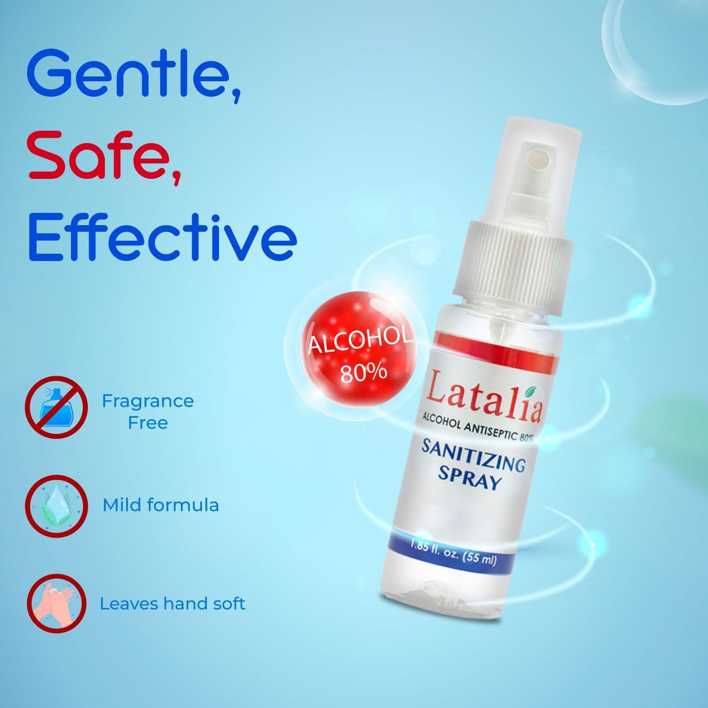 Hand Sanitizer Spray - Pack of 24 Unscented Spray Hand Sanitizer for Hands (1.85 fl. oz & 55 ml)