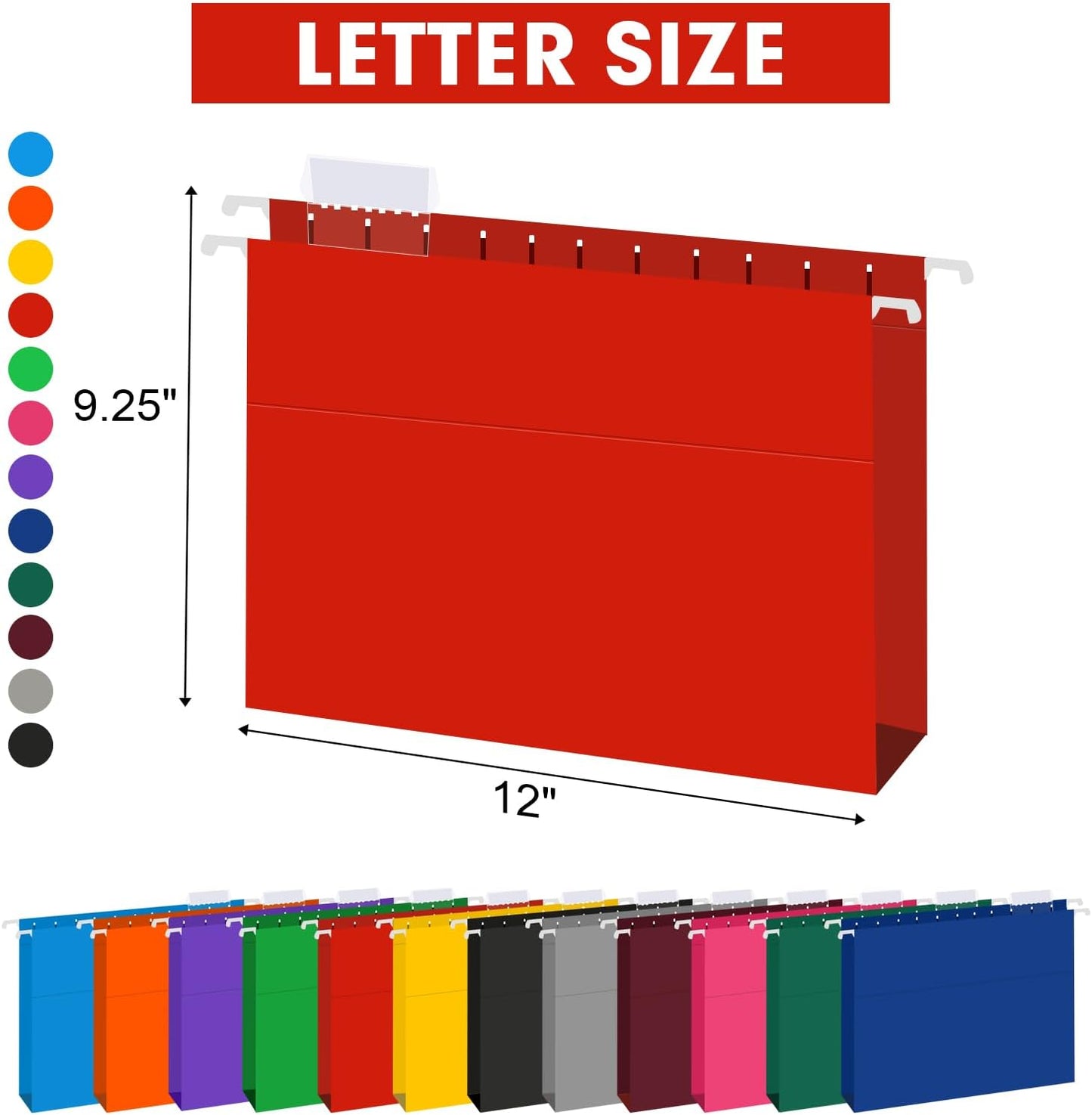 HERKKA Extra Capacity Hanging File Folders, 60 Pack Reinforced Letter Size Hanging Folders with Heavy Duty 2 Inch Expansion, Designed for Bulky Files, Medical Charts, 12 Assorted Colors