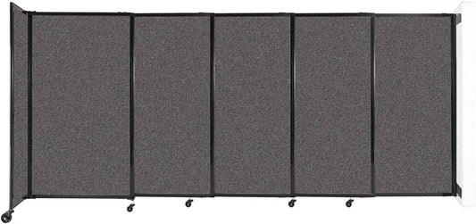 Wall-Mounted Sliding StraightWall Room Divider | Adjustable Widths | Locking Wheels | Room Separator | Up to 11'3" Wide x 5' Tall Charcoal Gray Fabric Panels