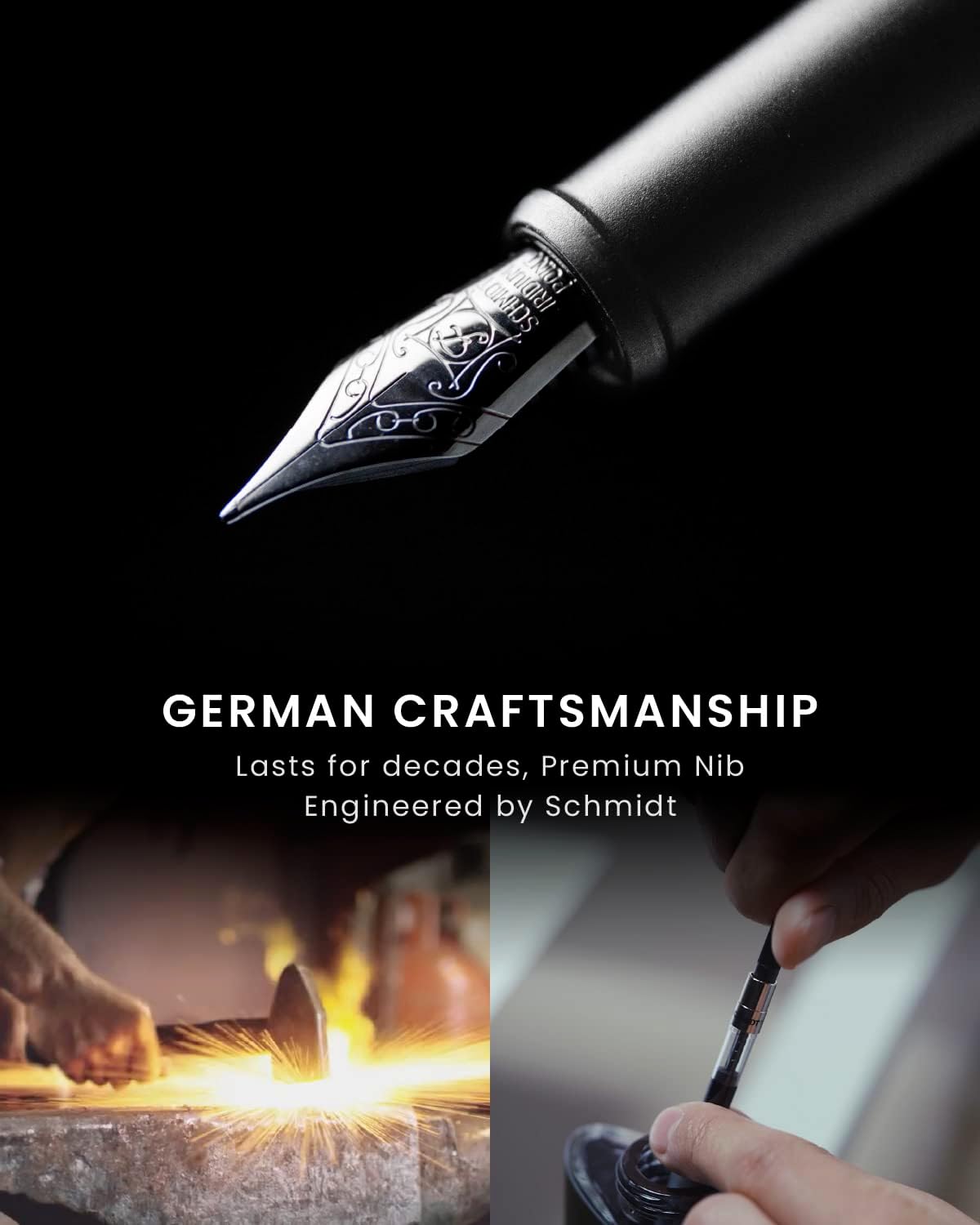 novium Hoverpen Future Edition - Luxury Fountain Pen & Rollerball Pen All-In Gift Box, Fine Nib, Futuristic Aesthetic, Aerospace Metal Made, Free Spinning Executive Pen, Mens Gift Ideas (Frost Silver)