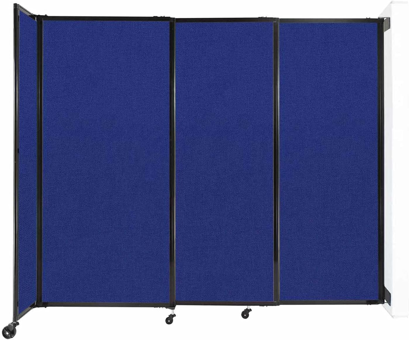Wall-Mounted Sliding StraightWall Room Divider | Adjustable Widths | Locking Wheels | Room Separator | Up to 7'2" Wide x 6' Tall Royal Blue Fabric Panels