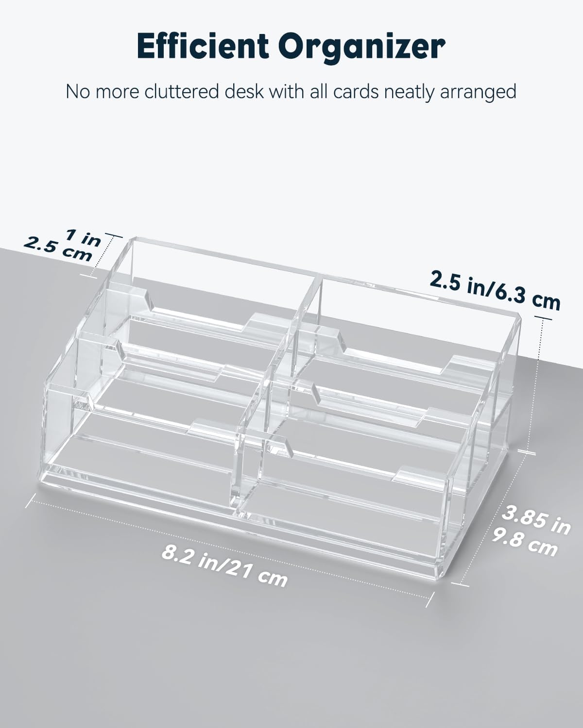 Uniclife Acrylic Business Card Holder for Desk 6 Slots Clear Business Card Display Stand for Men & Women Desktop Business Card Organizer Card Stand for Office Home Exhibition, 360 Card Capacity
