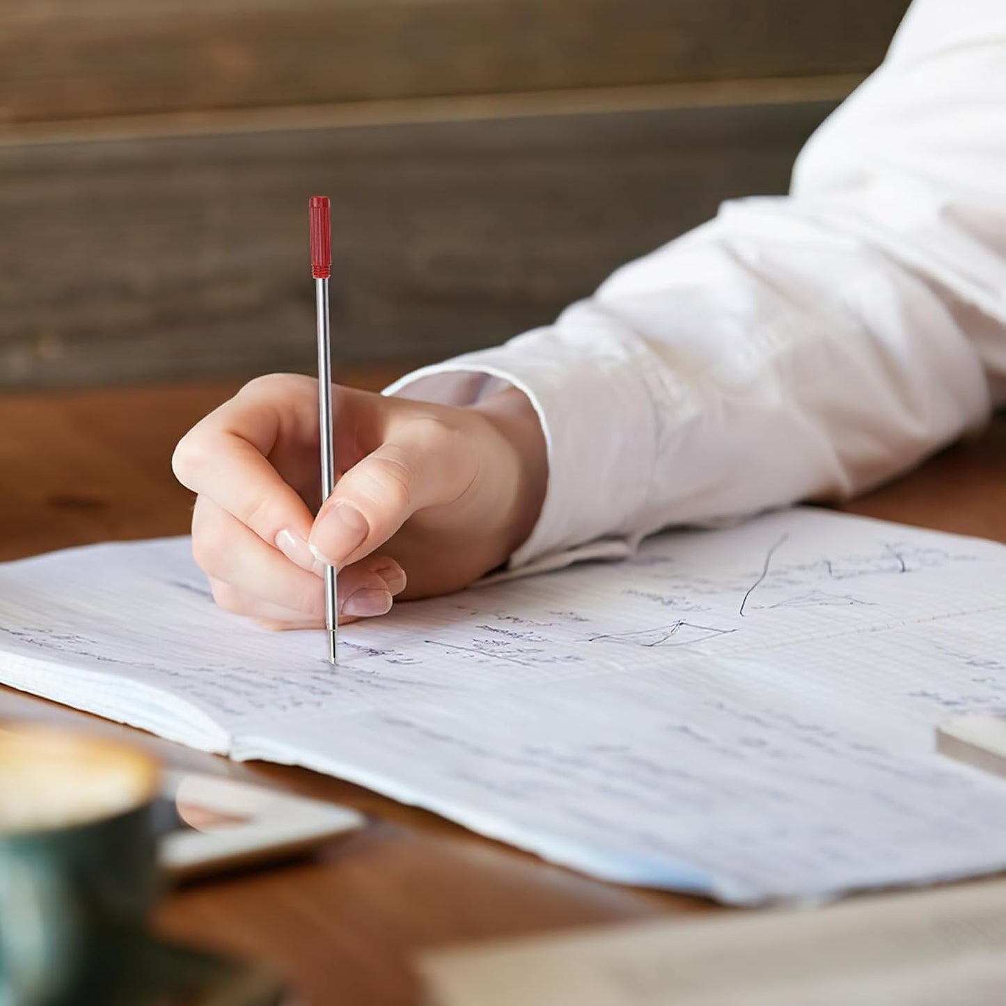 0.7 mm Ballpoint Ink Twist Pen Refills, 15 Pcs Medium Point Metal Smooth Writing Replaceable Ink Refill, Stationery Compatible for Cross Ballpoint Replacement (4.6in M) (Black+Red+Blue, 30)