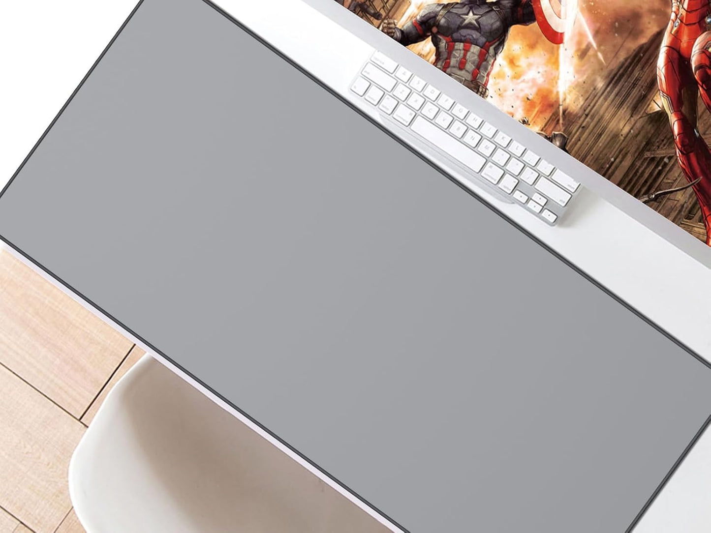 JIALONG Desk Mat - Large Desk Pad, Gaming Mouse Pad, Office Desk Protector with Anti-slip Base, Anti-wear Personalized Design, Mousepad in Mid-Grey