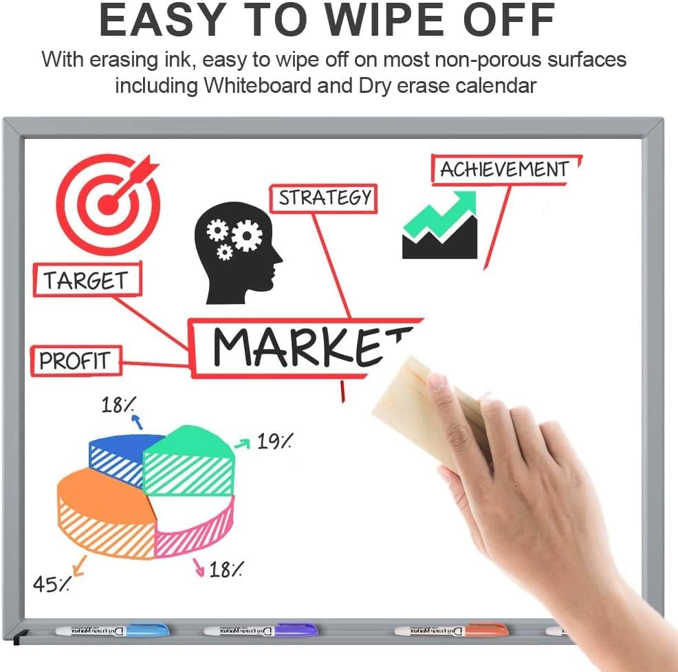 Volcanics Dry Erase Markers Low Odor Fine Whiteboard Markers Thin Box of 125, 10 Colors