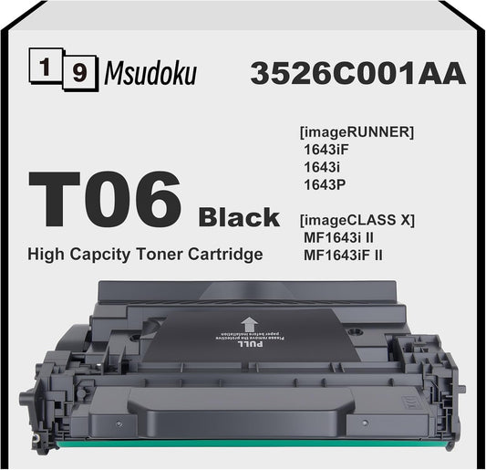 T06 T06L Black High Yield Toner Cartridge with New Chip (3526C001AA) Compatible with Canon imageRUNNER 1643 1643i 1643iF 1643P, imageCLASS X MF1643i II MF1643iF II Printer (1-Pack)